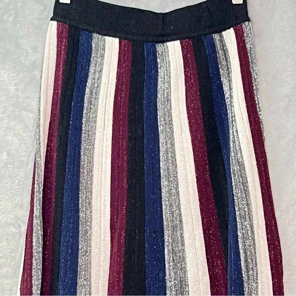 Neua Metallic Vertical Striped Broomstick Goth Knit Maxi Skirt Sz XL - Picture 2 of 9